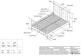 Zielone metalowe łóżko ze stelażem 140x200 cm BRONXX – Vipack