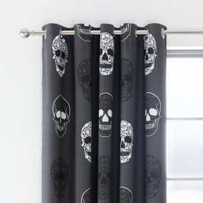 Ciemnoszara zasłona dziecięca 2 szt. 168x183 cm Skulls – Catherine Lansfield