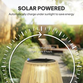 Outsunny Solarny stojak na lampę rattanową LED w stylu Boho wodoodporna IP44 | Aosom PL