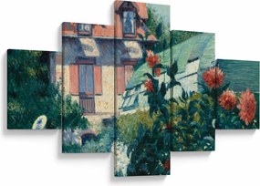 Obraz - Gustave Caillebotte, Dahlias, Garden at Petit Gennevilliers, reprodukcje (125x70 cm)