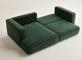 Ciemnozielony rozkładany/ze schowkiem narożnik z tkaniny szenilowej (lewostronny/z szezlongiem) Velto – Maison de Rêve