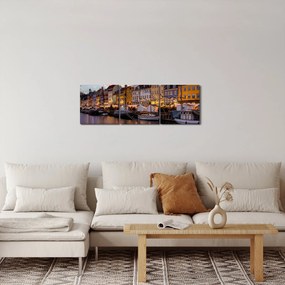 Obraz - Nyhavn, Kopenhaga (z zegarem) (90x30 cm)