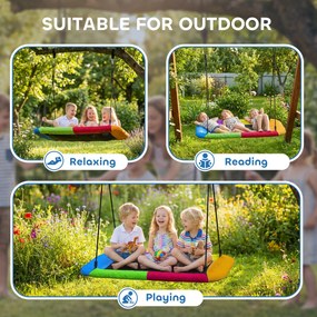 AIYAPLAY Huśtawka typu gniazdo regulowana do 300 kg z regulowanymi linami dla dzieci w wieku 3-8 lat 148x77x180 cm wielokolorowa | Aosom PL