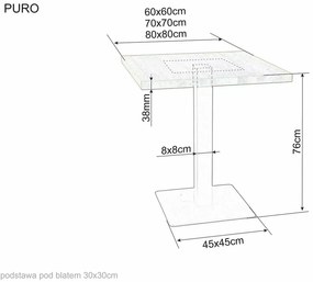 Czarny stół jadalniany z blatem w dekorze dębu PURO 60x60
