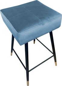 Hoker MAX krzesło barowe tkanina Welur podstawa metalowa : Kolor nogi - Czarno-złota stożek, Kolor tkaniny - VELVET - BL06, Typ siedziska - Siedzisko stałe