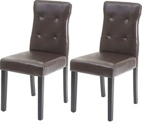 Krzesło do jadalni MCW-E58 (zestaw 2 sztuk),  imitacja skóry brązowy, ciemne nogi