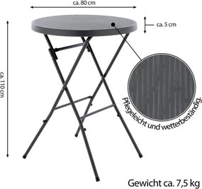 Składany wysoki stolik - szary 110 cm