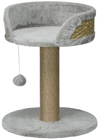 PawHut Drapak dla Kota z Łóżkiem i Koszykiem, w zestawie Zabawka, 40 cm x 40 cm x 49 cm, Szary