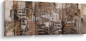 Obraz - Abstrakcja w odcieniach brązu (z zegarem) (90x30 cm)