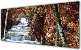 Szkło do Kuchni na Ścianę Potężny Wodospad w Lesie