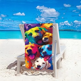 Ręcznik plażowy WOOF 100x180 cm kolorowy, 100% mikrofibra