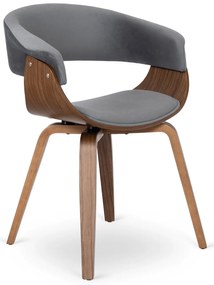 Krzesło Tapicerowane z Drewna Giętego Do Jadalni GARY Szare/Orzech Nowoczesne Loft