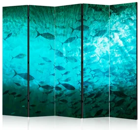 Parawan dwustronny Zwierzęta 225x172 cm 5-częściowy turkusowy ARTGEIST B