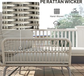 Outsunny Polyrattan Zestaw mebli ogrodowych 3-częściowy, zestaw wypoczynkowy z leżanką, sofą dwuosobową i szklanym stolikiem | Aosom PL