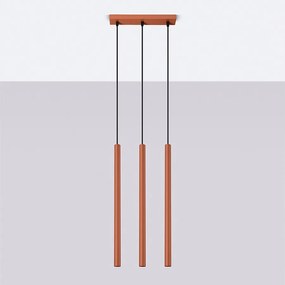 Lampa wisząca nowoczesny Brill, stal - 3 źródło światła 4000K - L.30 x H.94 cm - ochra czerwona