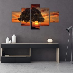 Obraz drzewa o zachodzie słońca (125x70 cm)