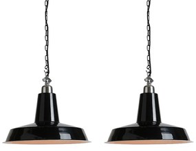 Zestaw 2 lamp wiszących w stylu industrialnym czarnych - WarriorPrzemysłowy Oswietlenie wewnetrzne