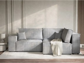 Szary sztruksowy rozkładany/ze schowkiem narożnik (prawostronny/w kształcie litery L) Tonga – Maison de Rêve