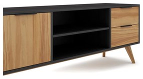 Czarno-naturalna szafka pod TV z drewna sosnowego 180x53 cm Lavis – Marckeric