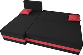 Rozkładany dwustronny narożnik L VALERIO SLIM 200x140 cm, ciemnozielony + 2 poduszki GRATIS