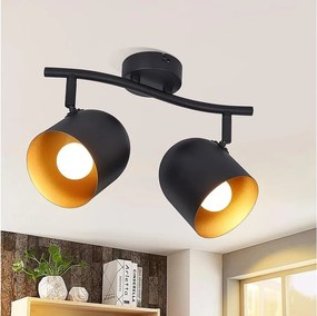 NETTLIFE Lampa sufitowa E14 czarne złoto punktowa lampa sufitowa industrialna vintage lampa korytarzowa regulowana bez żarówki regulacja 350°