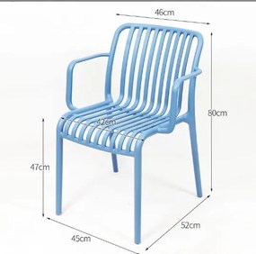 Plastowe krzesło TREGO z podłokietnikami, niebieskie