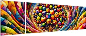 Obraz – Kolorowe drzewo z jabłkami (170x50 cm)