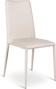 Zestaw 4 nowoczesnych krzeseł tapicerowanych "Lavanda" w jasnoszarej skórze ekologicznej do salonu, sztaplowanych, 42x40 cm, 96 h