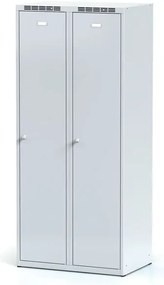 Alfa 3 Szafka ubraniowa S6 z przegrodą, 2-drzwiowa, 1800 x 800 x 500 mm, zamek obrotowy, drzwi szare