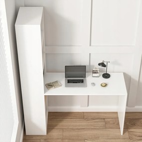 Białe biurko z półkami 125x50x181 cm – Ergonomiczna powierzchnia robocza o nowoczesnym designie