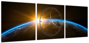 Obraz planety Ziemi z kosmosu (z zegarem) (90x30 cm)