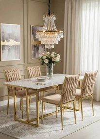 Beżowe nowoczesne welurowe krzesło z plecionką L7-F37