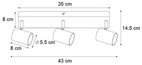 Nowoczesna lampa sufitowa czarna 3-punktowa regulowana prostokątna - Jeana Nowoczesny Oswietlenie wewnetrzne