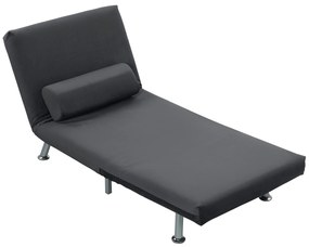 HOMCOM składany fotel z funkcją spania i łóżka sofa do spania z poduszką 5-stopniowa regulacja oparcia do 150 kg 75x70x75 cm ciemnoszary | Aosom PL