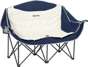 Outsunny Składany fotel 2-osobowy kempingowy z uchwytem na napoje, torbą transportową, do 250 kg, niebieski | Aosom PL
