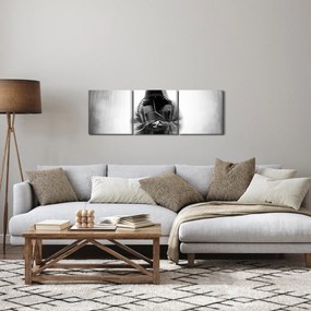 Obraz - Mnich w klasztorze (z zegarem) (90x30 cm)