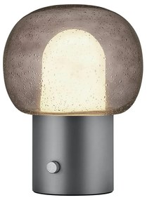 Antracytowa aluminiowa lampa stołowa LED ze szklanym kloszem (wysokość 32 cm) Iris – Blomus