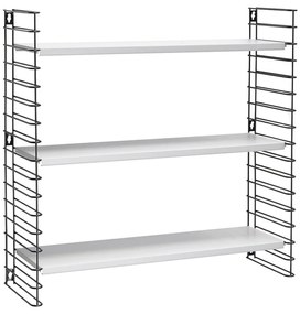 Czarny regał 3-poziomowy z białymi półkami Metaltex Libro, szer. 70 cm