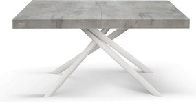 Stół drewniany, cementowo-szary, podstawa biała, wym.160x90-240x90cm - CARRARA