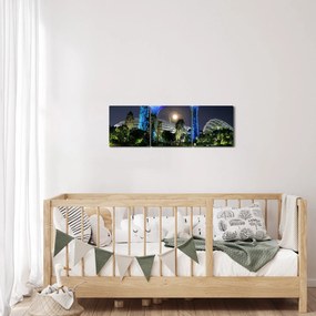 Obraz przedstawiający pełnię księżyca w ogrodach Singapuru (z zegarem) (90x30 cm)