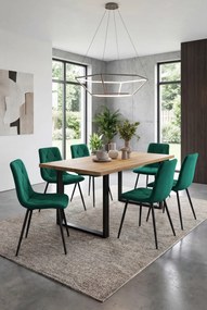 Zestaw 6 zielonych krzeseł tapicerowanych welurem F6-G36