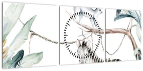 Obraz - Zwierzęta egzotyczne (z zegarem) (90x30 cm)