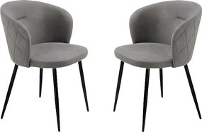 Komplet 2 krzeseł do jadalni "Claris" w jasnoszarym materiale tapicerowanym cm 56x55 78h