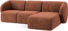 Narożnik z tkaniny szenilowej (prawostronny/z szezlongiem) w kolorze terakoty Lani – Makamii