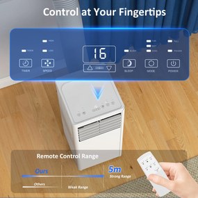 HOMCOM Przenośny klimatyzator 9000 BTU, 4-w-1 z chłodzeniem, osuszaczem, wentylatorem, trybem nocnym | Aosom PL