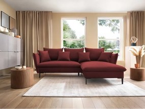 Narożnik GLOSS Prawostronny z funkcją spania, zestaw z poduszkami wolnostojący tkanina RIVIERA 69 Fioletowy WERSAL