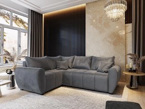 Masseno Narożnik MADISON z funkcją spania i pojemnikiem na pościel Narozniki L, Rozkładana sofa - Szary, PAROS 06