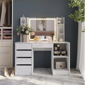 Stół toaletowy biały/biały wysoki połysk 128.2x50.1x76 sherry