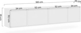 Szafka RTV czterodrzwiowa Zolia 180 cm wisząca - orzech elegant