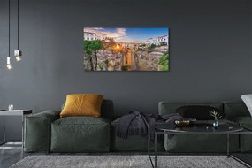 Zdjęcie na płótnie Most nad Rzeką o Zachodzie Słońca